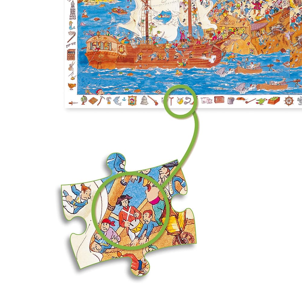 Puzzle observación mundo pirata Djeco 100 piezas