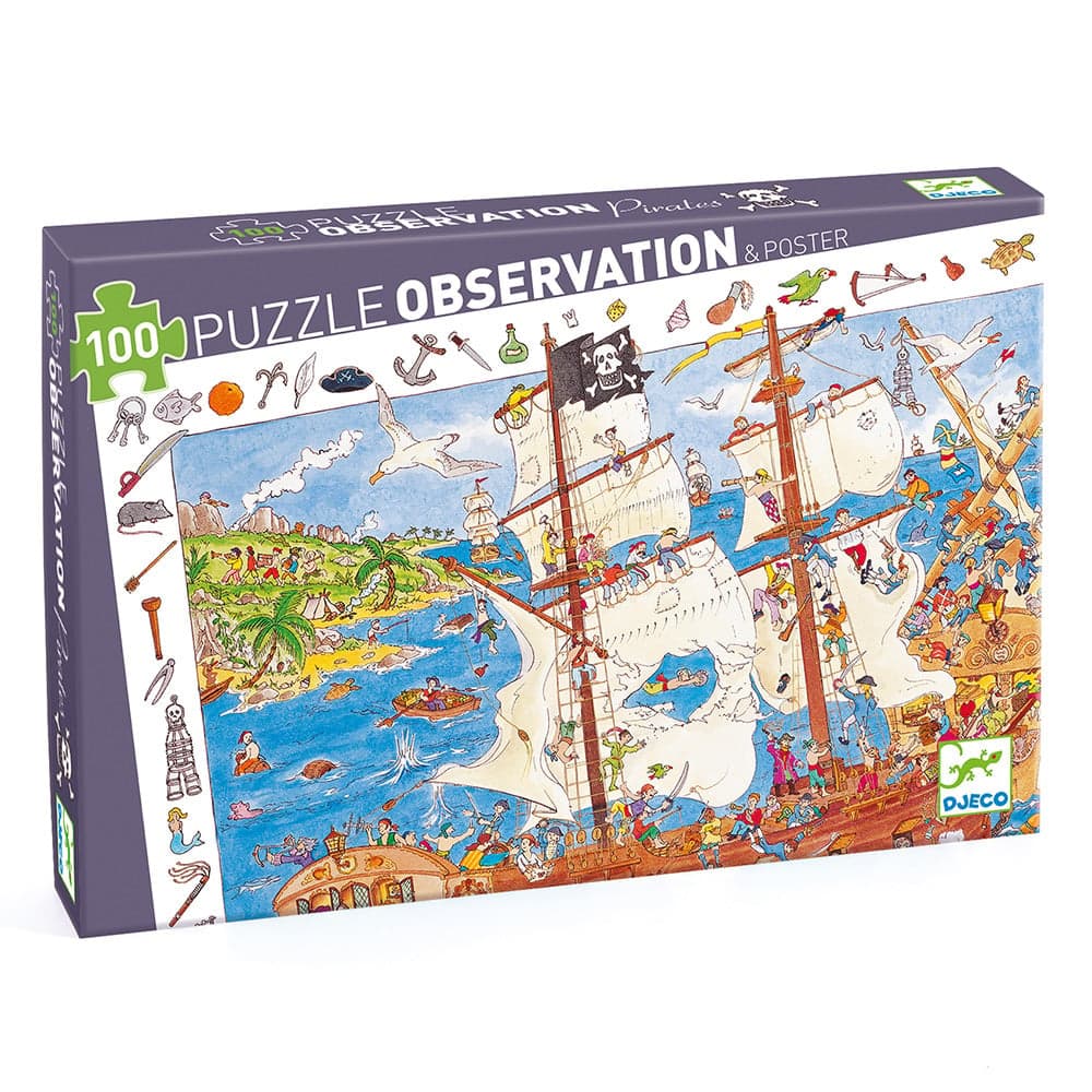 Puzzle observación mundo pirata Djeco 100 piezas
