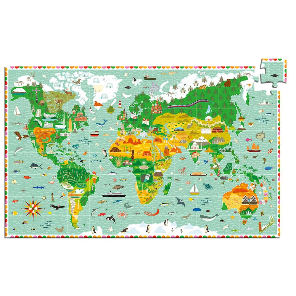 Puzzle observación vuelta al mundo Djeco 200 piezas + libro