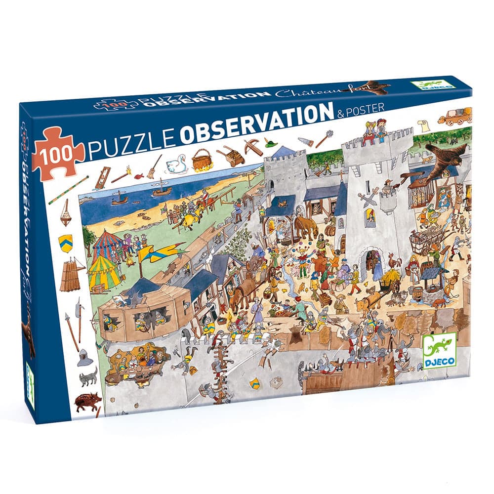 Puzzle observación castillo medieval Djeco 100 piezas