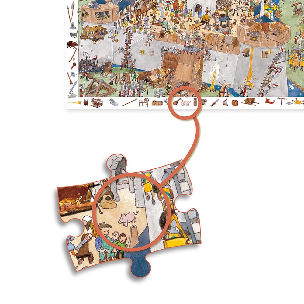Puzzle observación castillo medieval Djeco 100 piezas