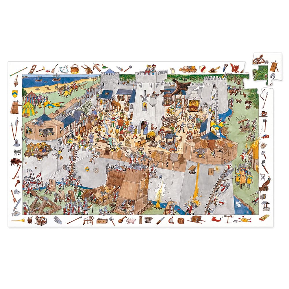 Puzzle observación castillo medieval Djeco 100 piezas