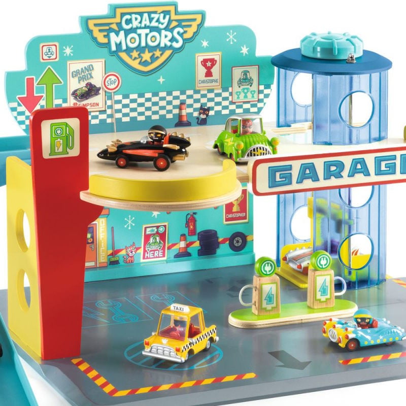 Garaje de madera Crazy Motors Djeco