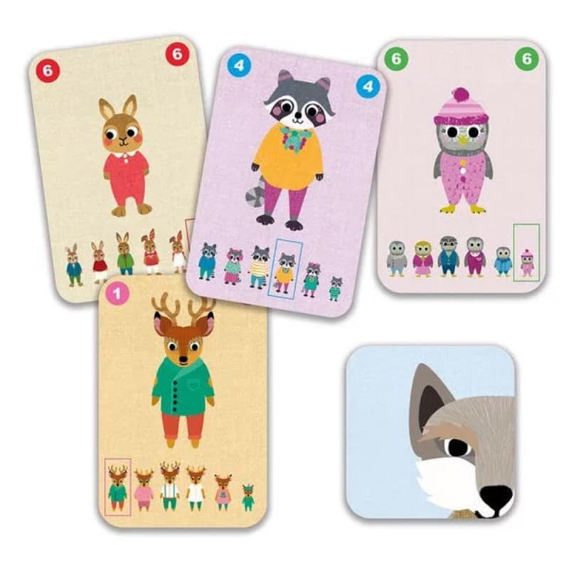 Familou - Juego de cartas cooperativo de 7 familias Djeco