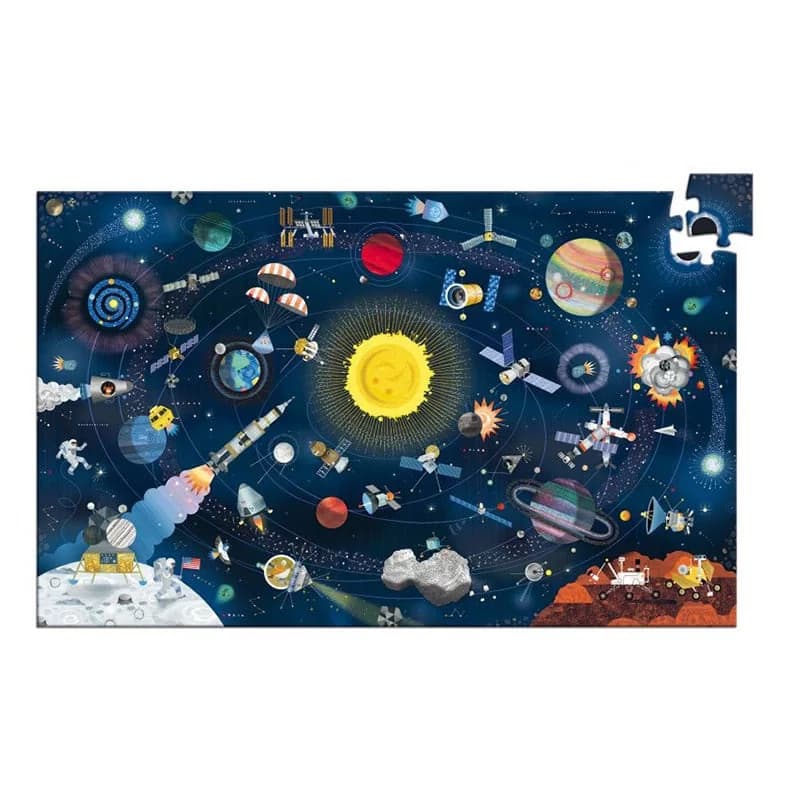 Puzzle observación el espacio Djeco 200 piezas + libro