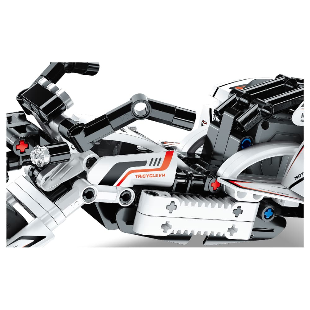 Moto chopper Blanca iMMaster – 198 piezas con retrofricción