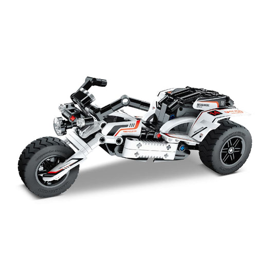 Moto chopper Blanca iMMaster – 198 piezas con retrofricción