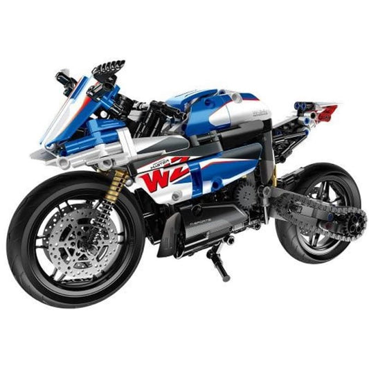 Moto Azul y Blanca iMMaster – 542 piezas con cadena y suspensión