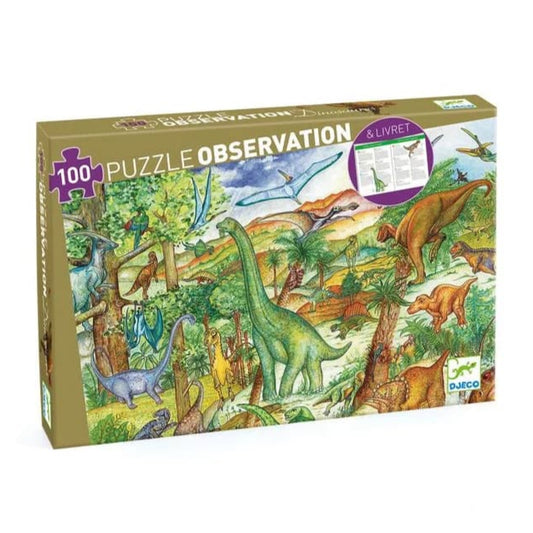 Puzzle observación dinosaurios Djeco 100 piezas + libro